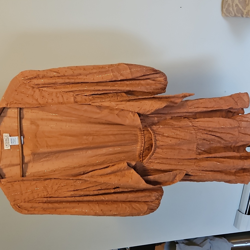 L*Space Terracotta Dress with Gold Highlights And Front Ties Size S/P